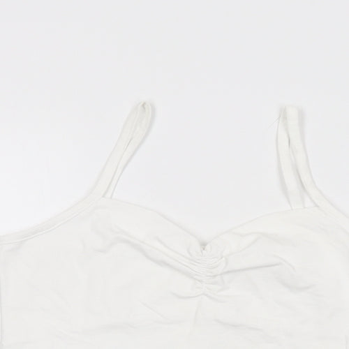 Essentials Womens White Cotton Basic T-Shirt Size 14 V-Neck