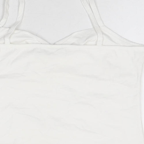 Essentials Womens White Cotton Basic T-Shirt Size 14 V-Neck