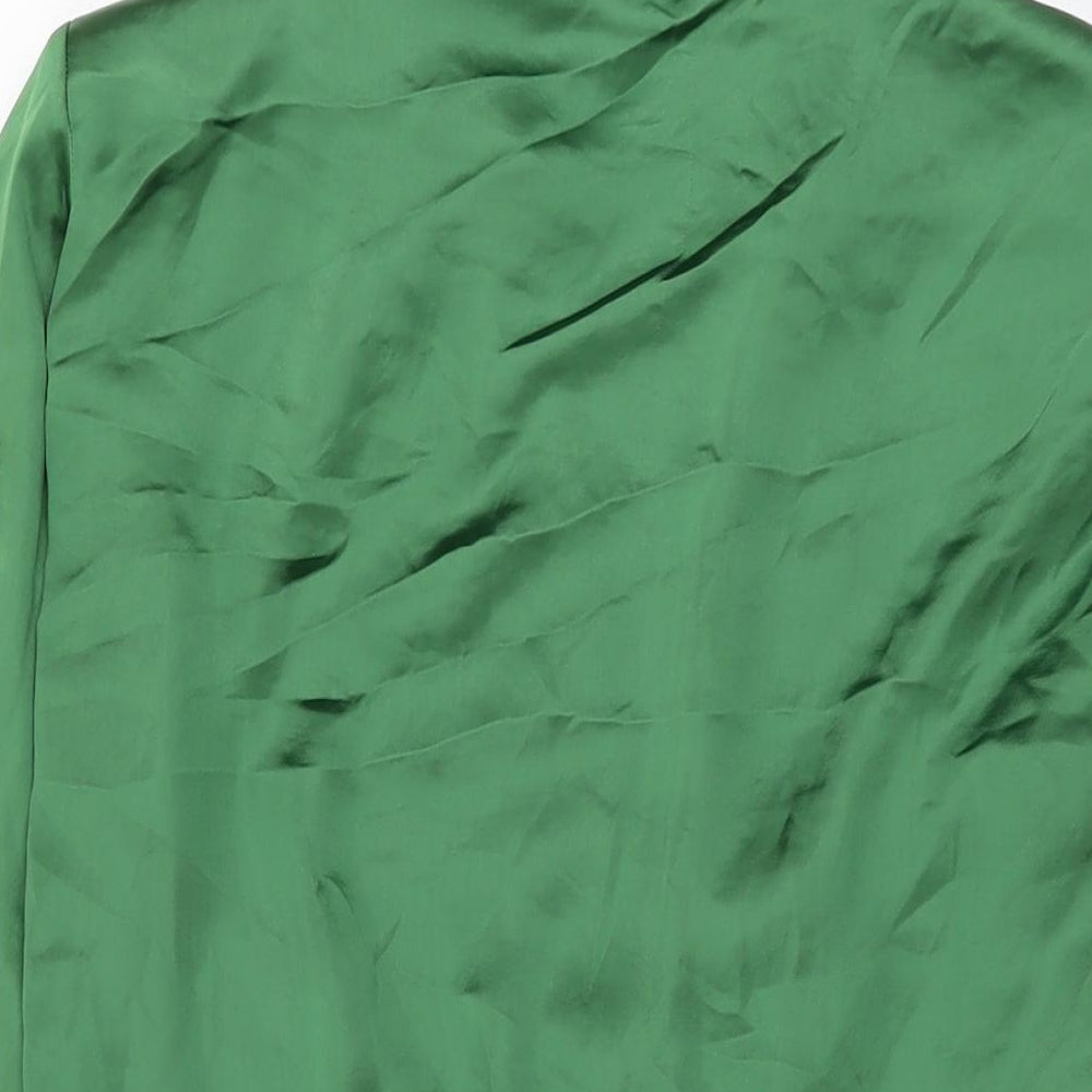 Zara Womens Green Polyester Wrap Dress Size M Collared Zip