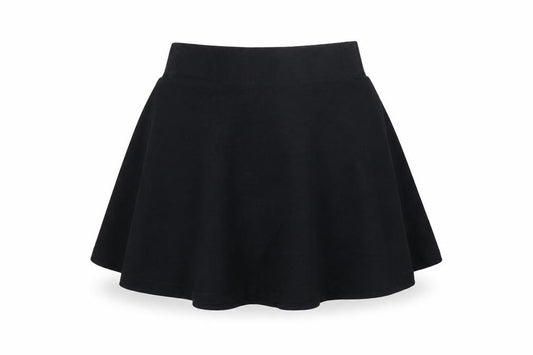 Front view of Select women’s black cotton skater skirt, size UK 8