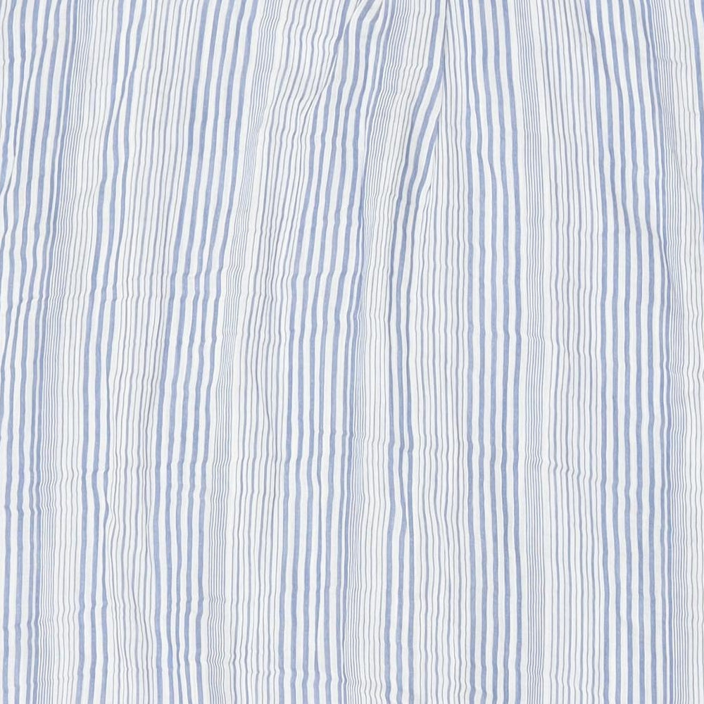 H&M Womens Blue Striped Cotton Shift Size 14 V-Neck Button