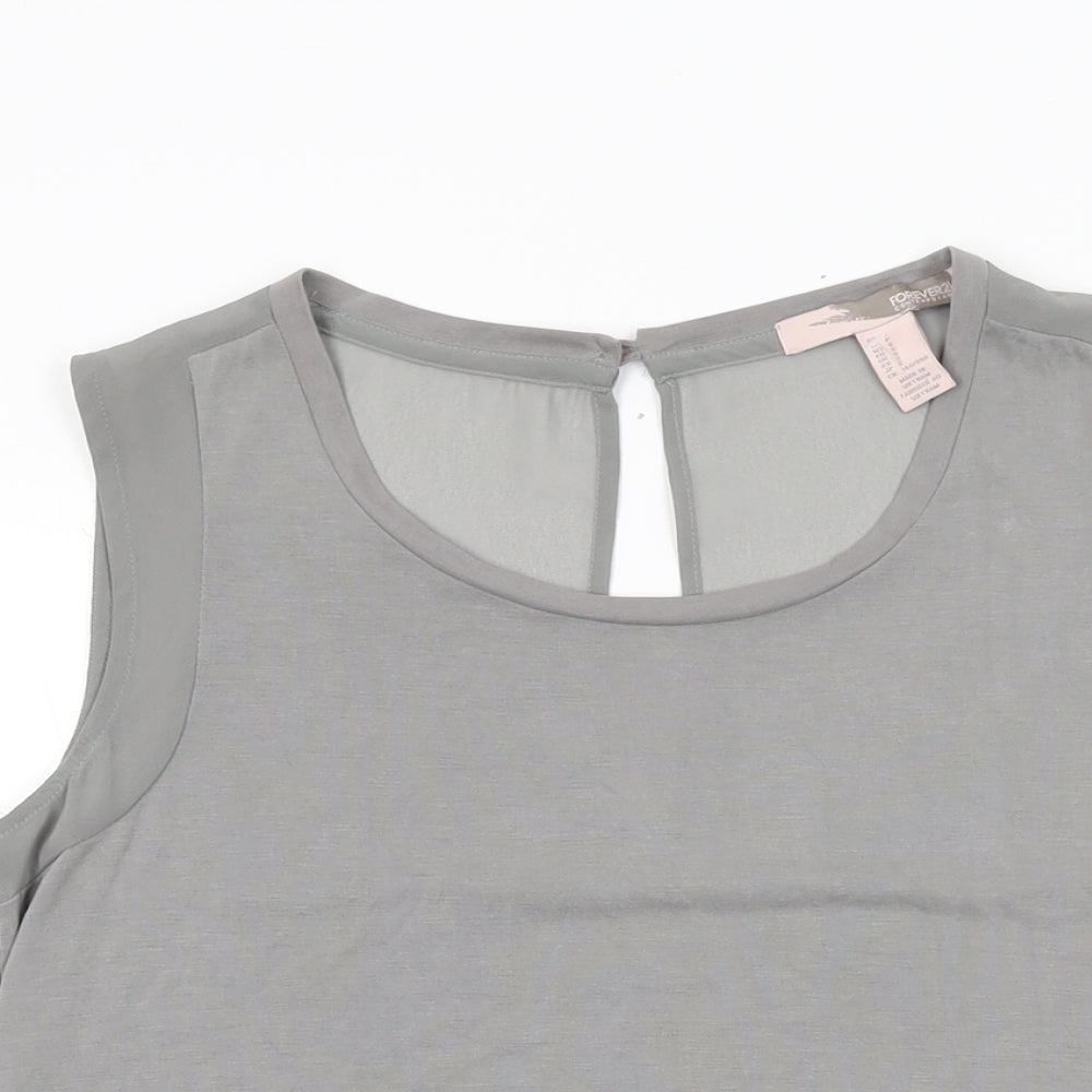 FOREVER 21 Womens Grey Modal Basic T-Shirt Size S Round Neck