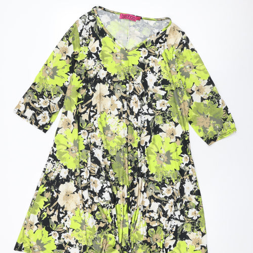 Boohoo Womens Black Floral Polyester Shift Size 20 V-Neck Pullover