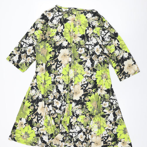 Boohoo Womens Black Floral Polyester Shift Size 20 V-Neck Pullover