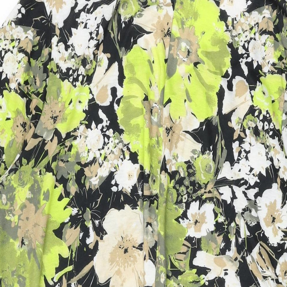 Boohoo Womens Black Floral Polyester Shift Size 20 V-Neck Pullover