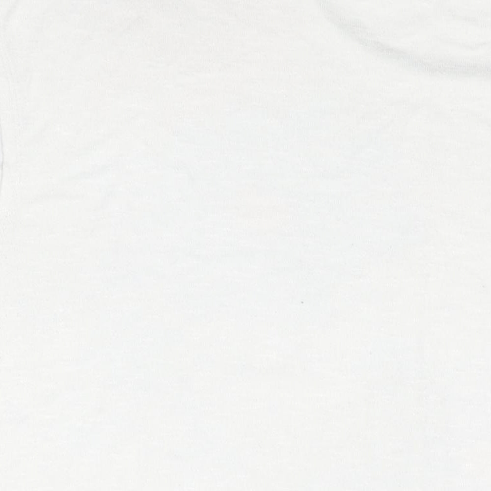 Bonmarché Womens White Floral Polyester Basic T-Shirt Size 24 Round Neck