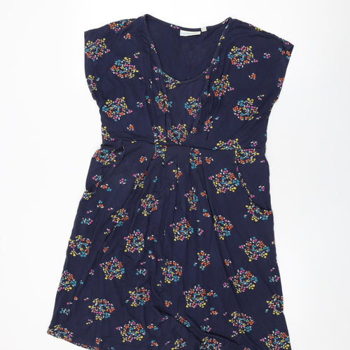 JoJo Maman Bébé Womens Blue Floral Viscose Shift Size M Round Neck Pullover