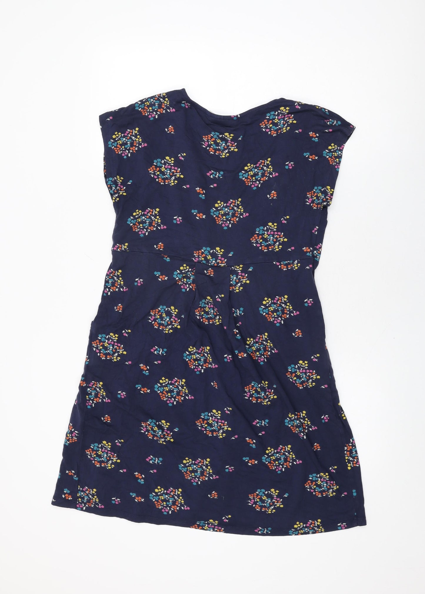 JoJo Maman Bébé Womens Blue Floral Viscose Shift Size M Round Neck Pullover
