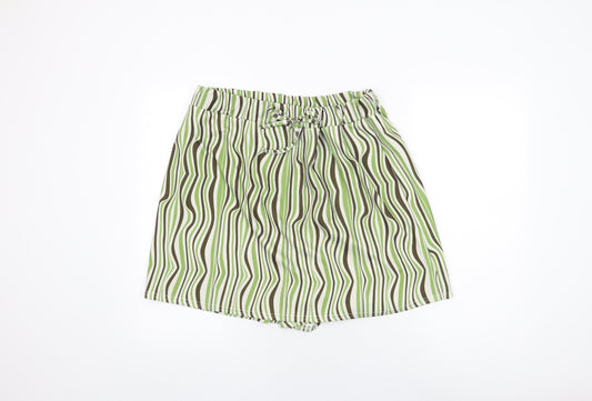 Boohoo Womens Green Striped Polyester Skort Skirt Size 16 Tie