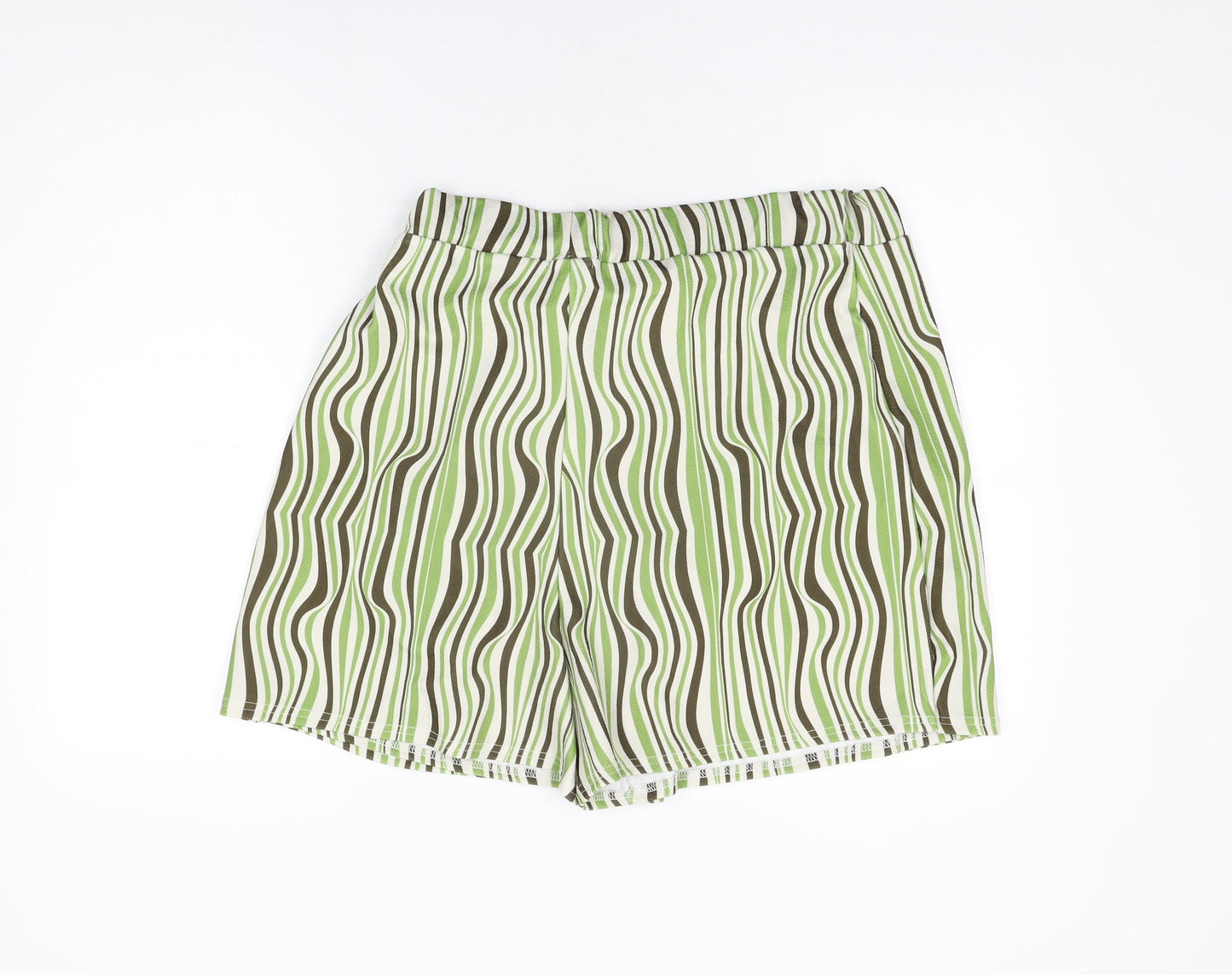 Boohoo Womens Green Striped Polyester Skort Skirt Size 16 Tie