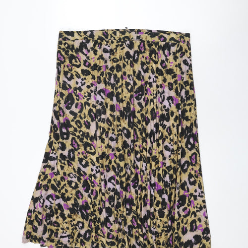 Marks and Spencer Womens Brown Animal Print Polyester Swing Skirt Size 20 - Leopard Print