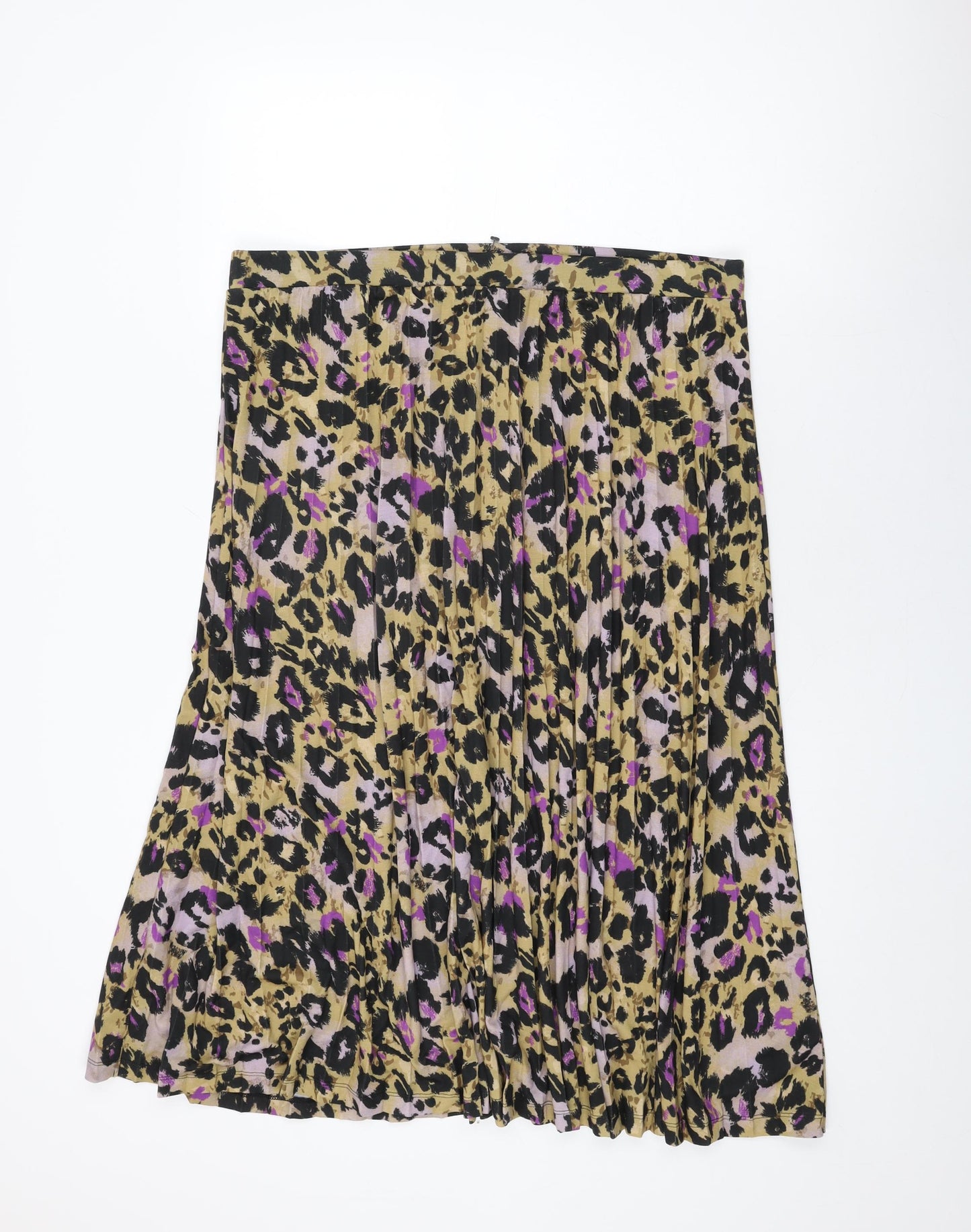 Marks and Spencer Womens Brown Animal Print Polyester Swing Skirt Size 20 - Leopard Print