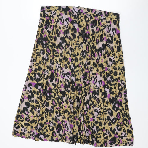 Marks and Spencer Womens Brown Animal Print Polyester Swing Skirt Size 20 - Leopard Print