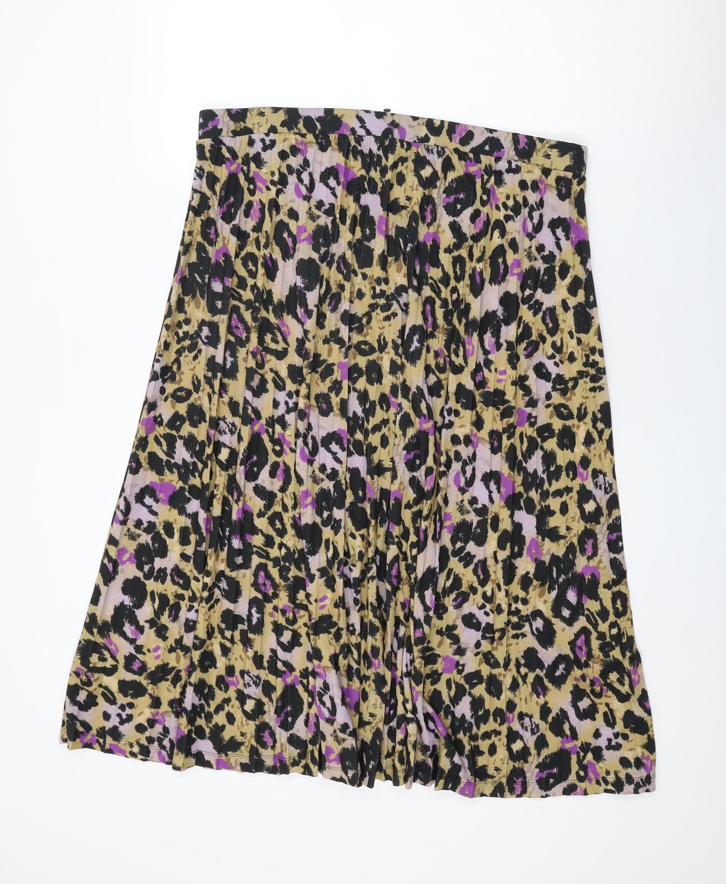 Marks and Spencer Womens Brown Animal Print Polyester Swing Skirt Size 20 - Leopard Print