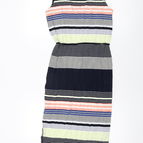 Oasis Womens Blue Striped Viscose Bodycon Size XS V-Neck Pullover