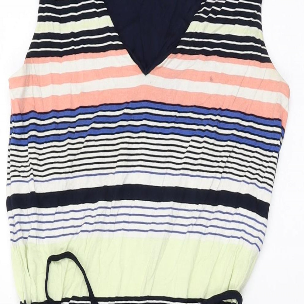 Oasis Womens Blue Striped Viscose Bodycon Size XS V-Neck Pullover