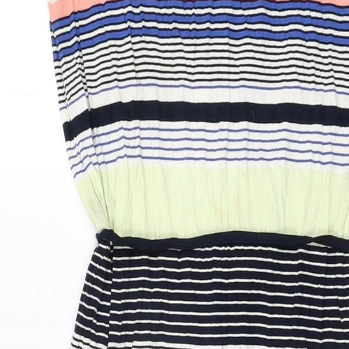 Oasis Womens Blue Striped Viscose Bodycon Size XS V-Neck Pullover
