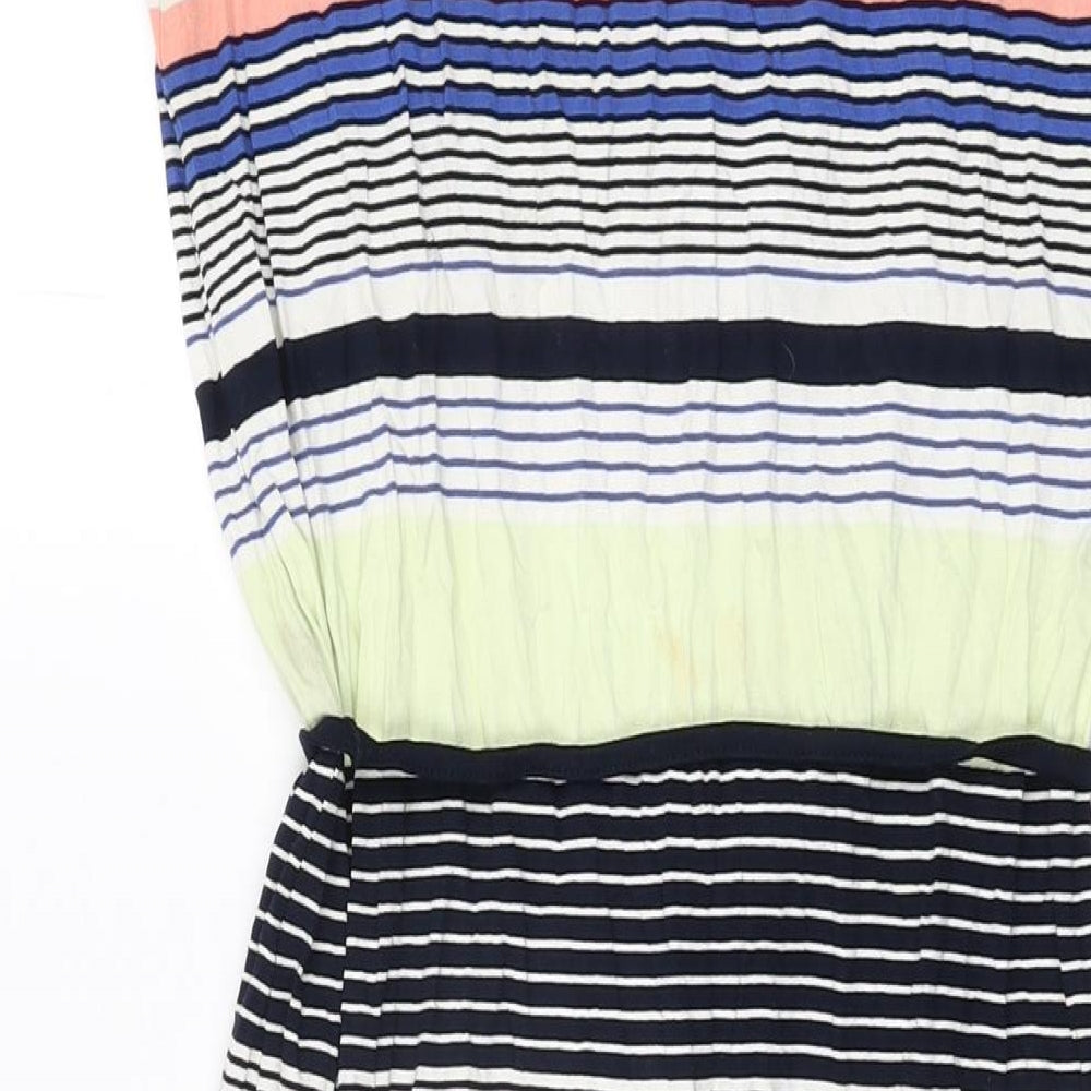 Oasis Womens Blue Striped Viscose Bodycon Size XS V-Neck Pullover