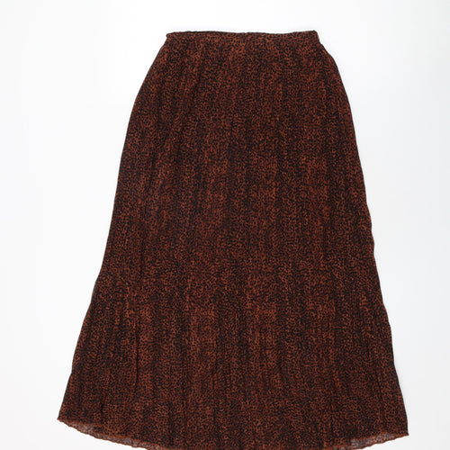 New Look Womens Brown Geometric Polyester Swing Skirt Size 8