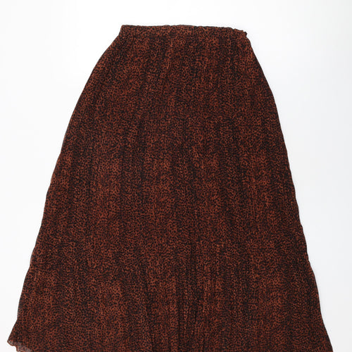 New Look Womens Brown Geometric Polyester Swing Skirt Size 8