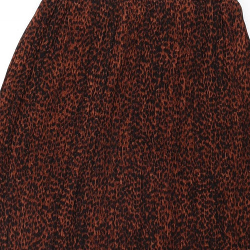 New Look Womens Brown Geometric Polyester Swing Skirt Size 8