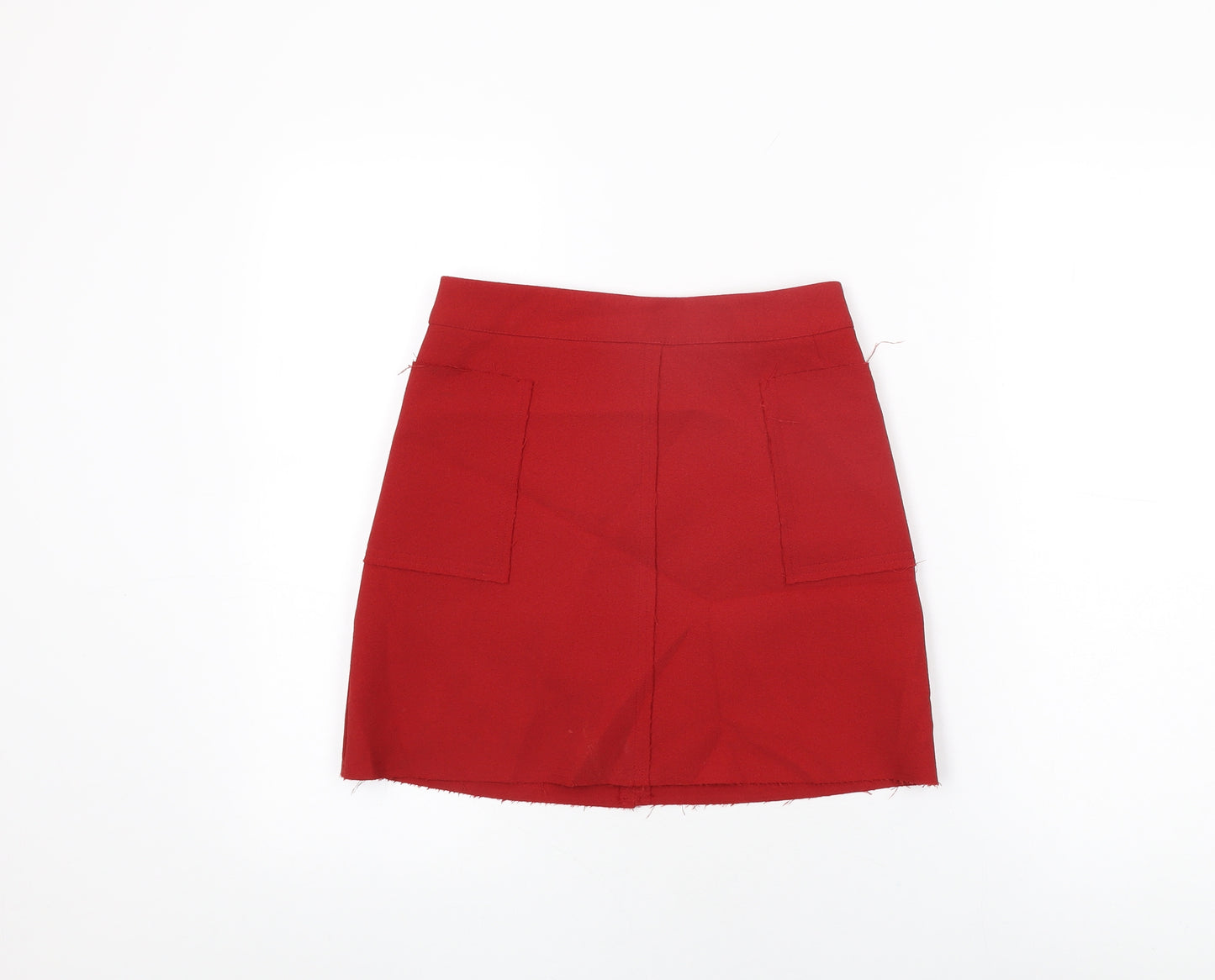 Topshop Womens Red Polyester Mini Skirt Size 6 Zip