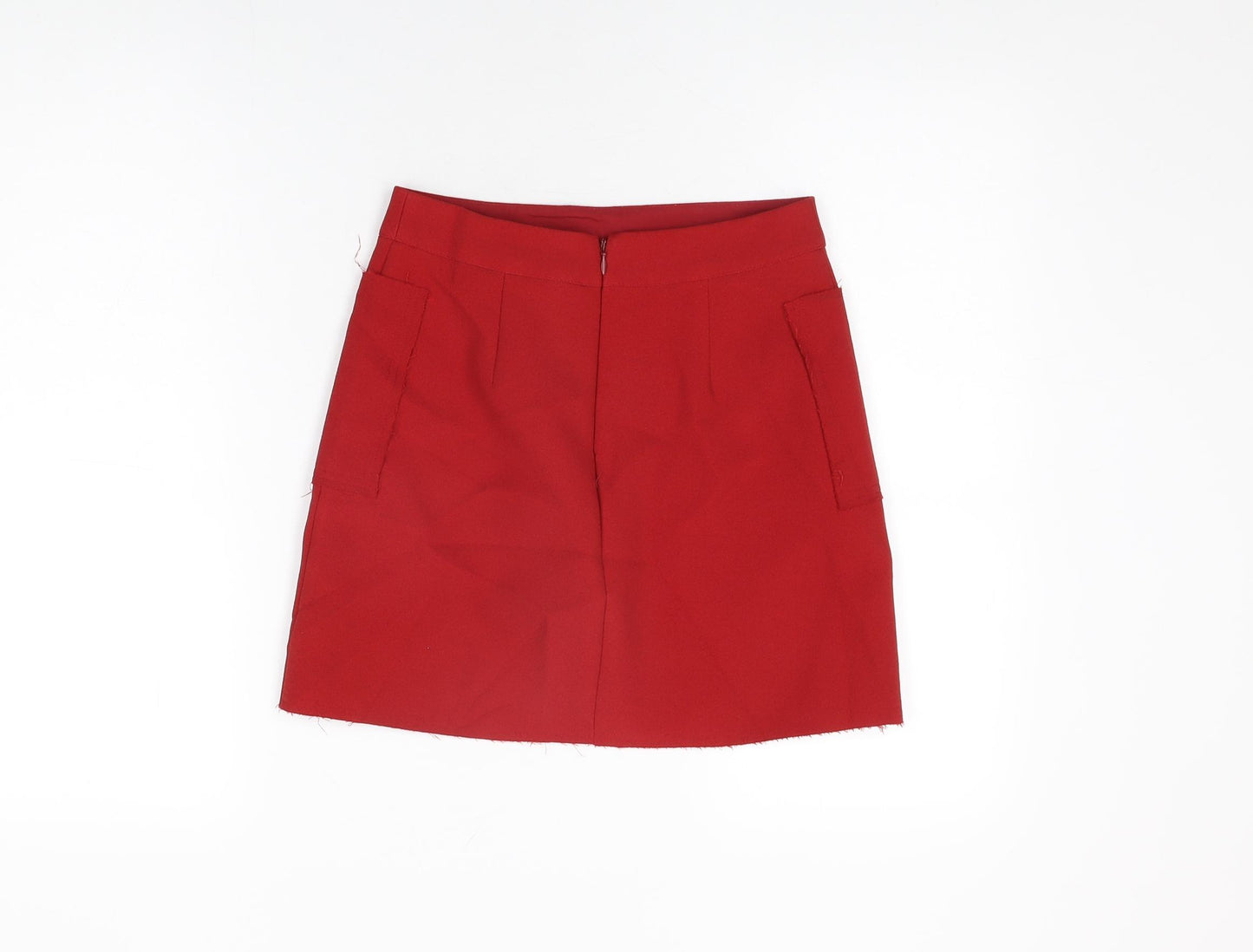 Topshop Womens Red Polyester Mini Skirt Size 6 Zip