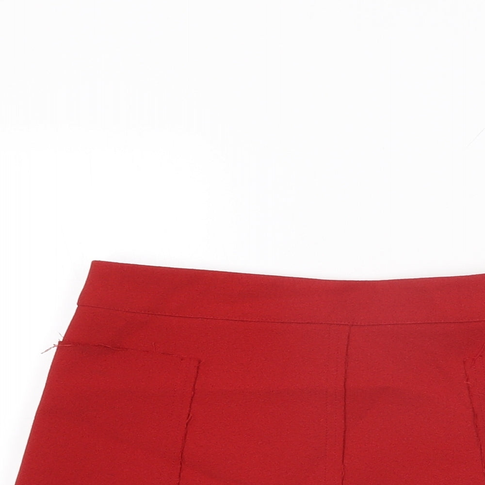 Topshop Womens Red Polyester Mini Skirt Size 6 Zip