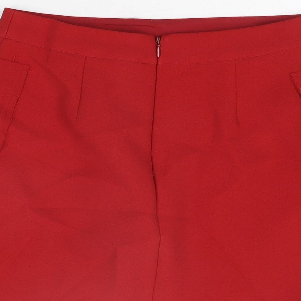 Topshop Womens Red Polyester Mini Skirt Size 6 Zip