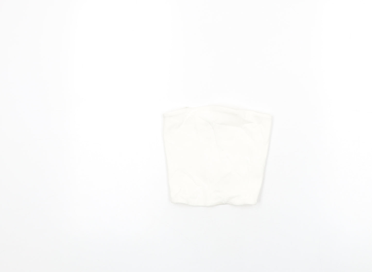Zara Womens White Cotton Cropped T-Shirt Size S Off the Shoulder