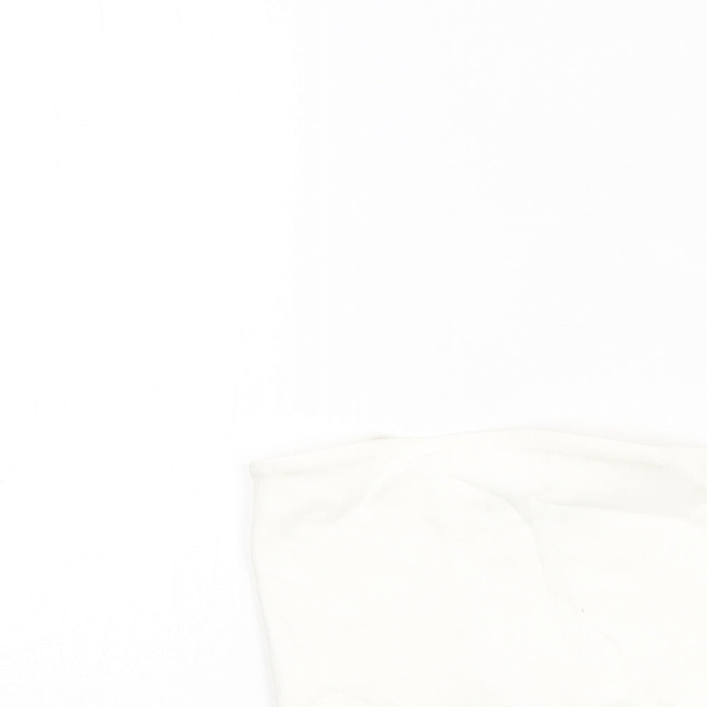 Zara Womens White Cotton Cropped T-Shirt Size S Off the Shoulder