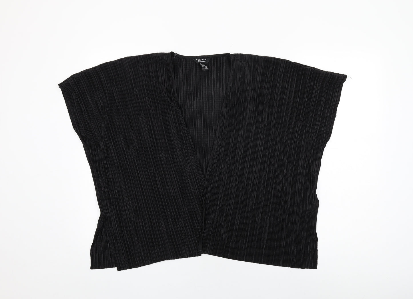 New Look Girls Black Polyester Kimono T-Shirt Size M V-Neck