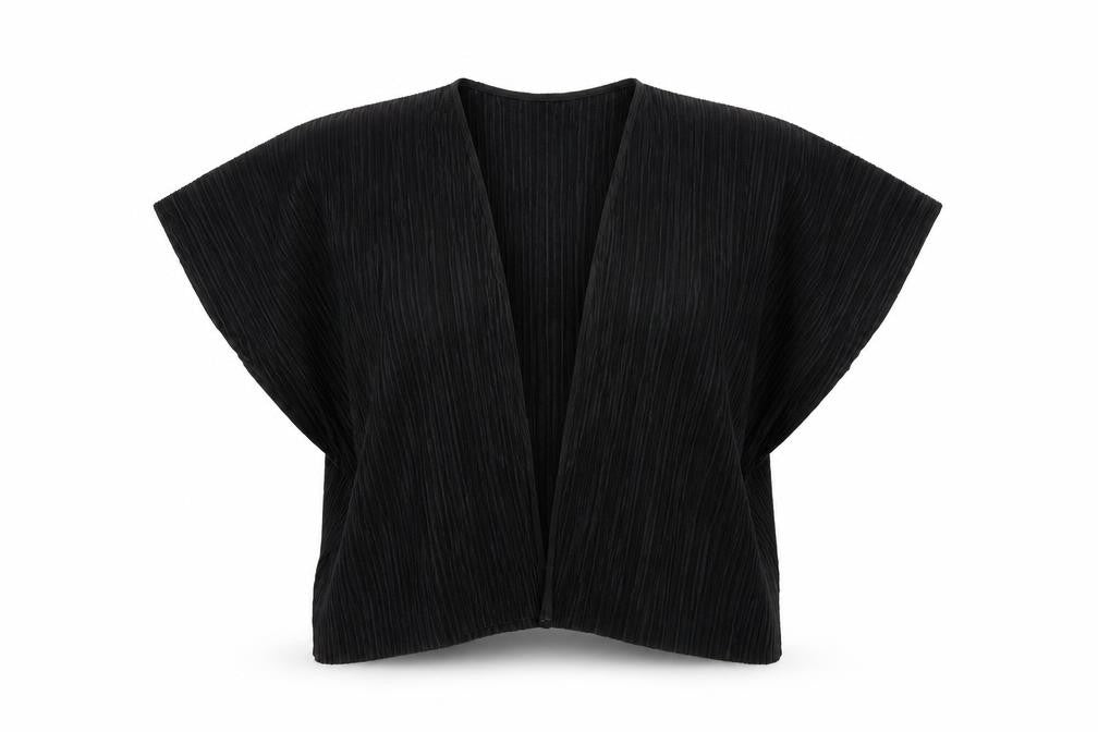 New Look Girls Black Polyester Kimono T-Shirt Size M V-Neck