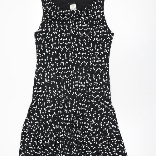 Tiana B Womens Black Polka Dot Polyester Shift Size 10 Round Neck Pullover