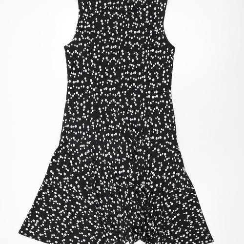 Tiana B Womens Black Polka Dot Polyester Shift Size 10 Round Neck Pullover