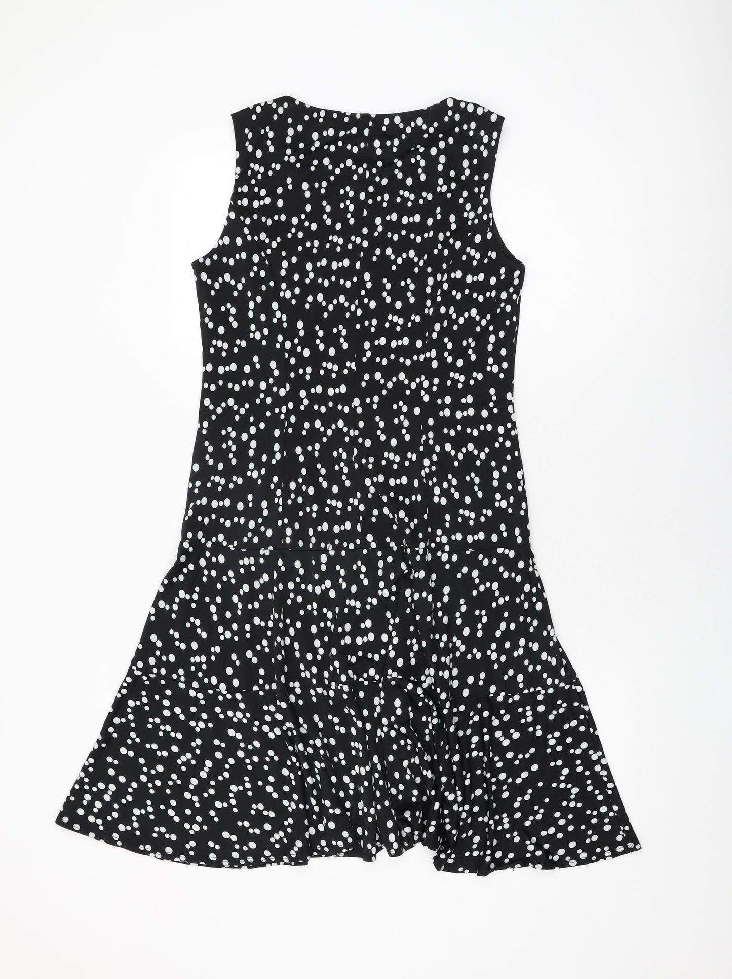 Tiana B Womens Black Polka Dot Polyester Shift Size 10 Round Neck Pullover