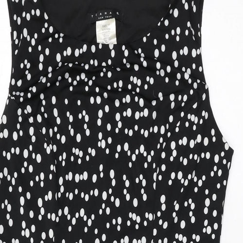 Tiana B Womens Black Polka Dot Polyester Shift Size 10 Round Neck Pullover