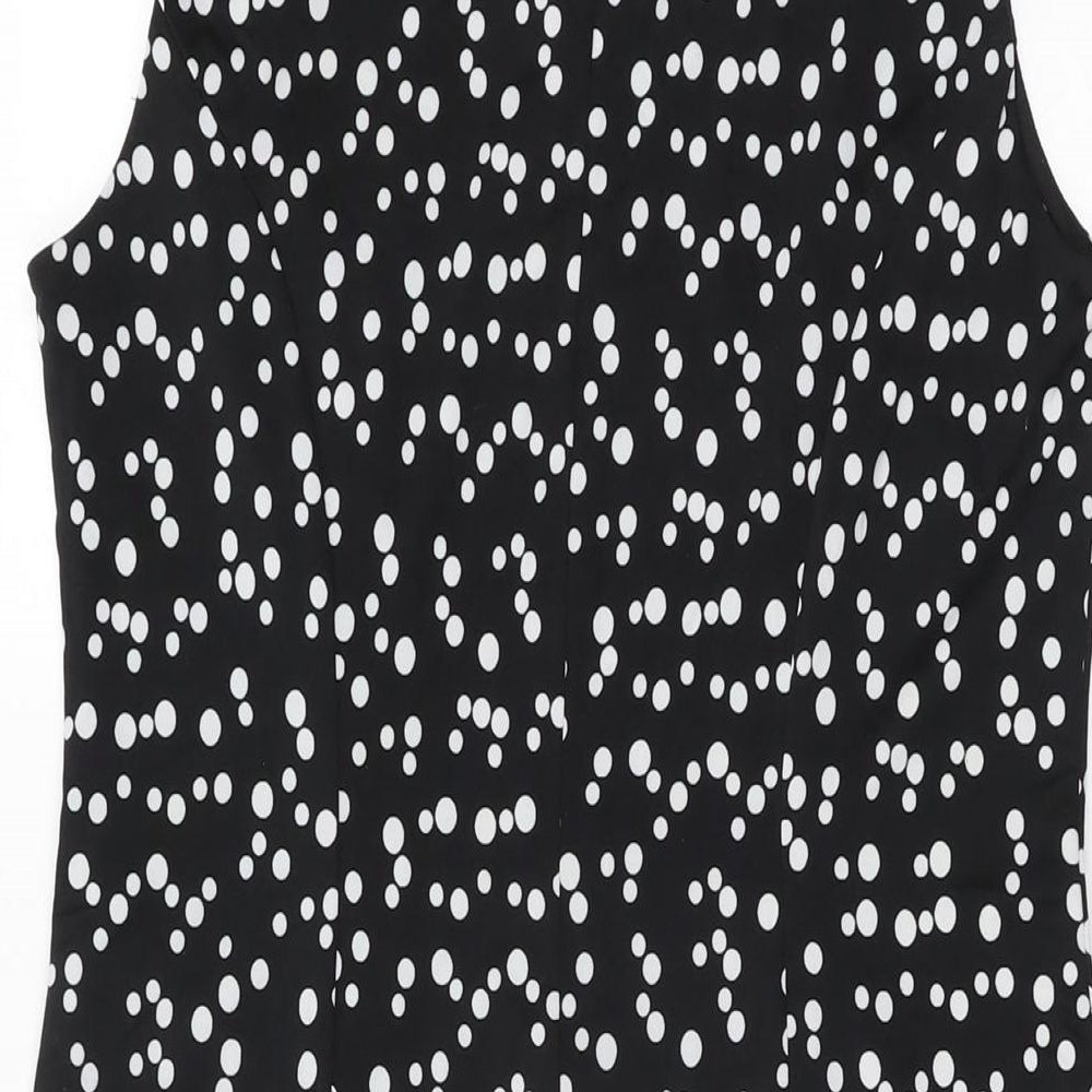 Tiana B Womens Black Polka Dot Polyester Shift Size 10 Round Neck Pullover