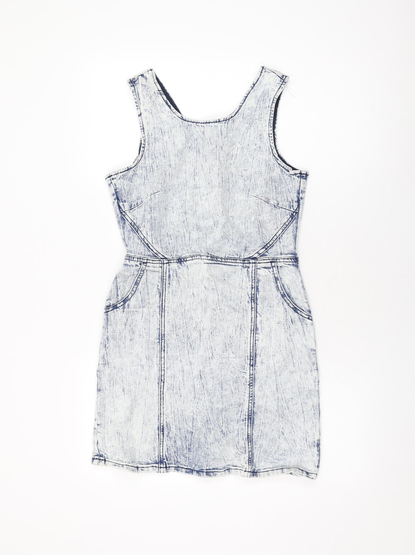 Denim Co Womens Blue Cotton Mini Size 10 Round Neck Zip