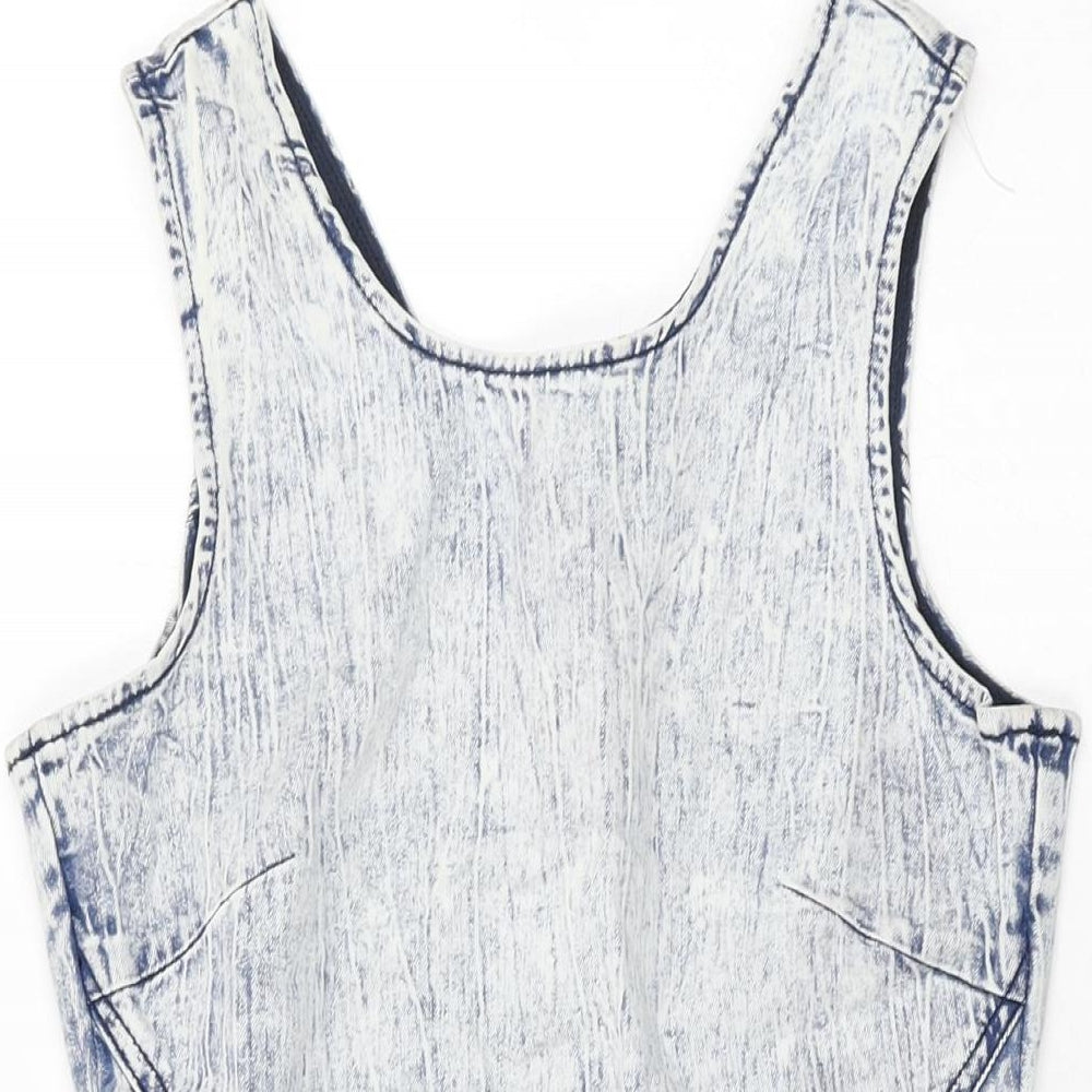 Denim Co Womens Blue Cotton Mini Size 10 Round Neck Zip