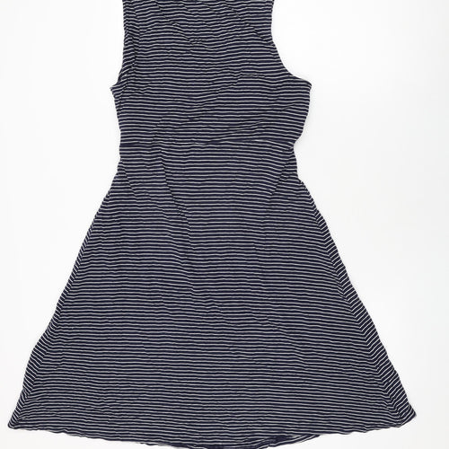 Gap Womens Blue Striped Viscose A-Line Size L V-Neck Pullover