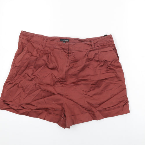 Warehouse Womens Red Cotton Basic Shorts Size 16 L3 in Regular Zip