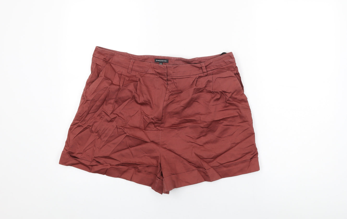 Warehouse Womens Red Cotton Basic Shorts Size 16 L3 in Regular Zip