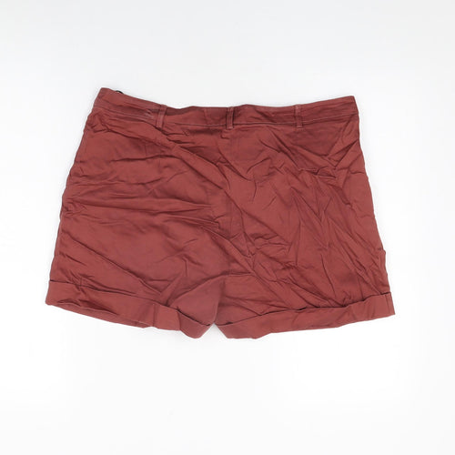 Warehouse Womens Red Cotton Basic Shorts Size 16 L3 in Regular Zip