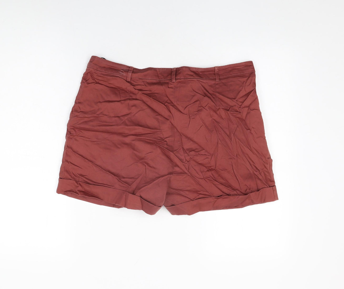 Warehouse Womens Red Cotton Basic Shorts Size 16 L3 in Regular Zip