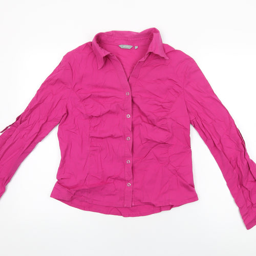 Per Una Womens Pink Cotton Basic Button-Up Size 16 Collared