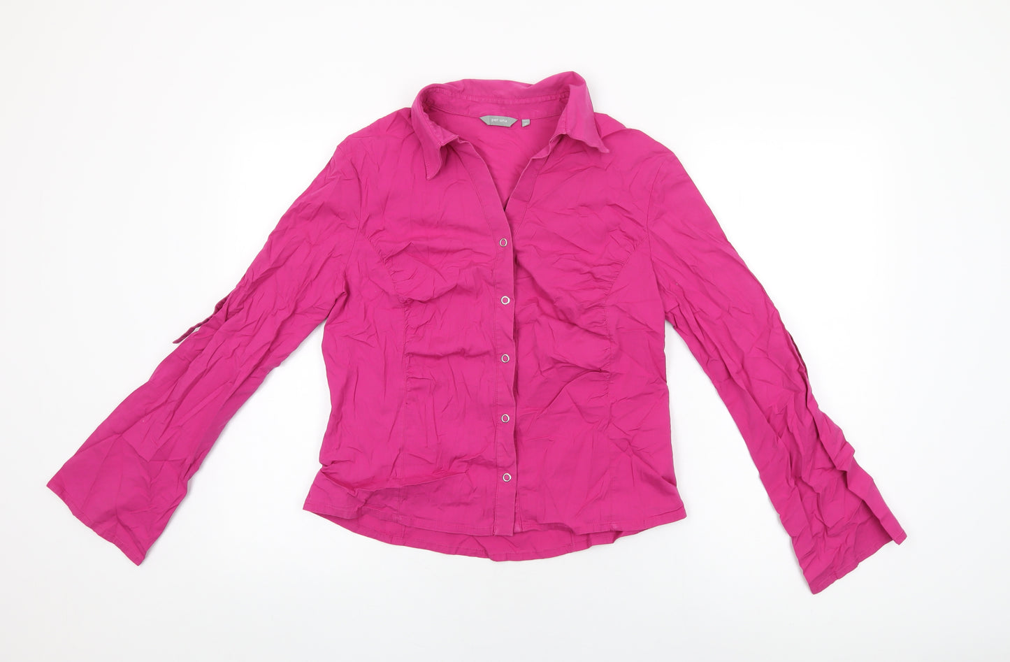 Per Una Womens Pink Cotton Basic Button-Up Size 16 Collared