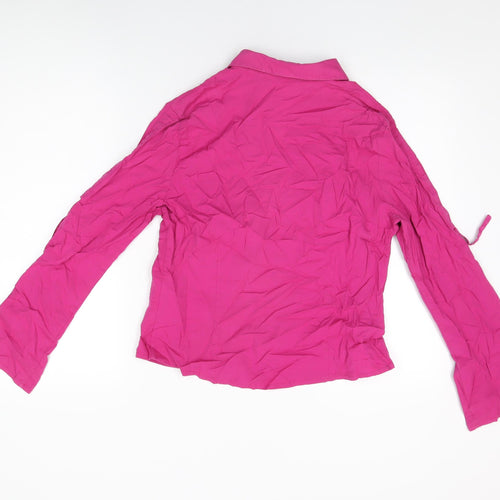 Per Una Womens Pink Cotton Basic Button-Up Size 16 Collared