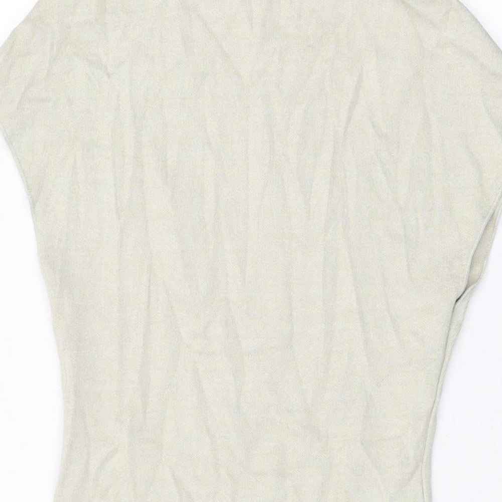 Zara Womens Beige Viscose Bodycon Size S Round Neck Pullover