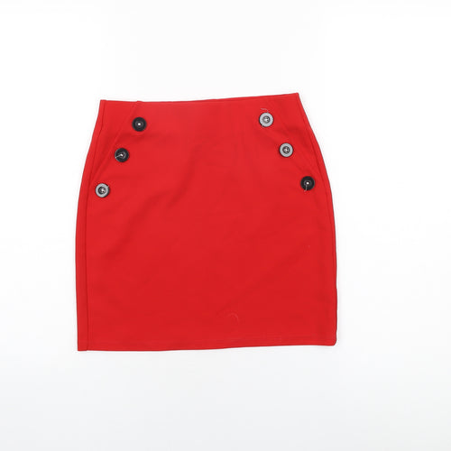 Miss Selfridge Womens Red Polyester Mini Skirt Size 8